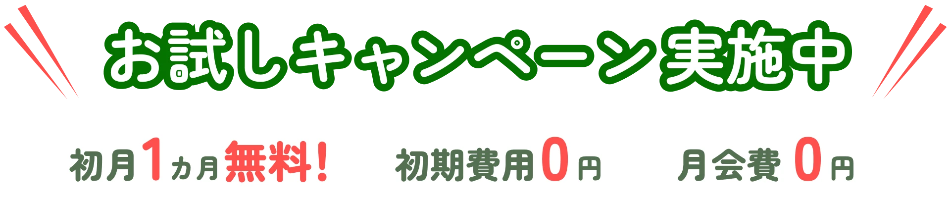 お試しキャンペーン実施中 初月1カ月無料！